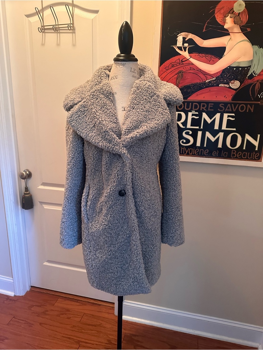 Sam Edelman Gray Teddy Coat with Oversized Collar